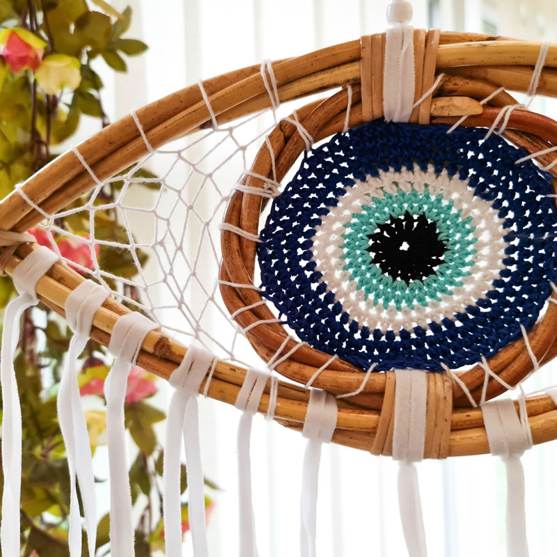 Hand Woven Cotton Wall Hanging, White, 4cm H x 15cm W