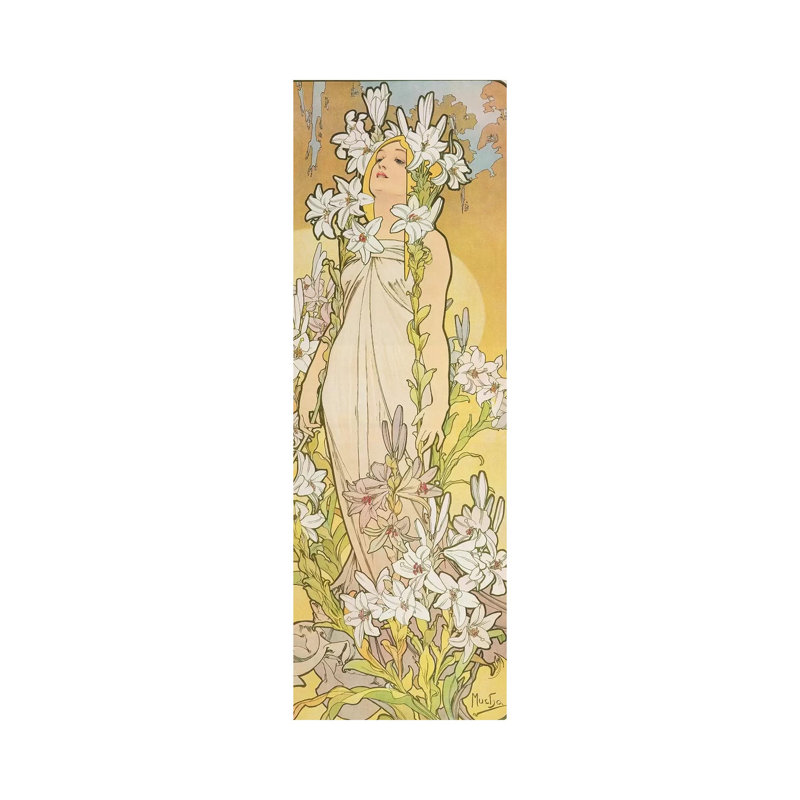 The Flowers: Lily, 1898 by Alphonse Mucha - Wrapped Canvas Painting, 91.44cm H x 30.48cm W x 1.905cm D