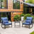 3 Pieces Patio Bistro Set Outdoor Rocking Chair W Blue Cushion For Yard Garden Poolside