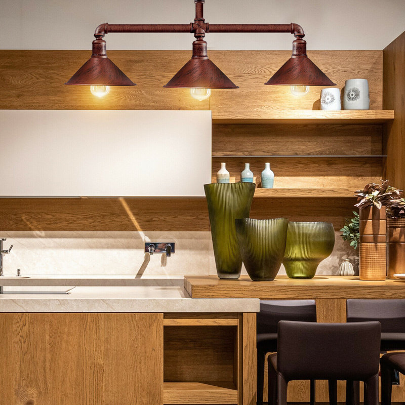 Cassidee 3 - Light Kitchen Island Pendant, Rustic Red