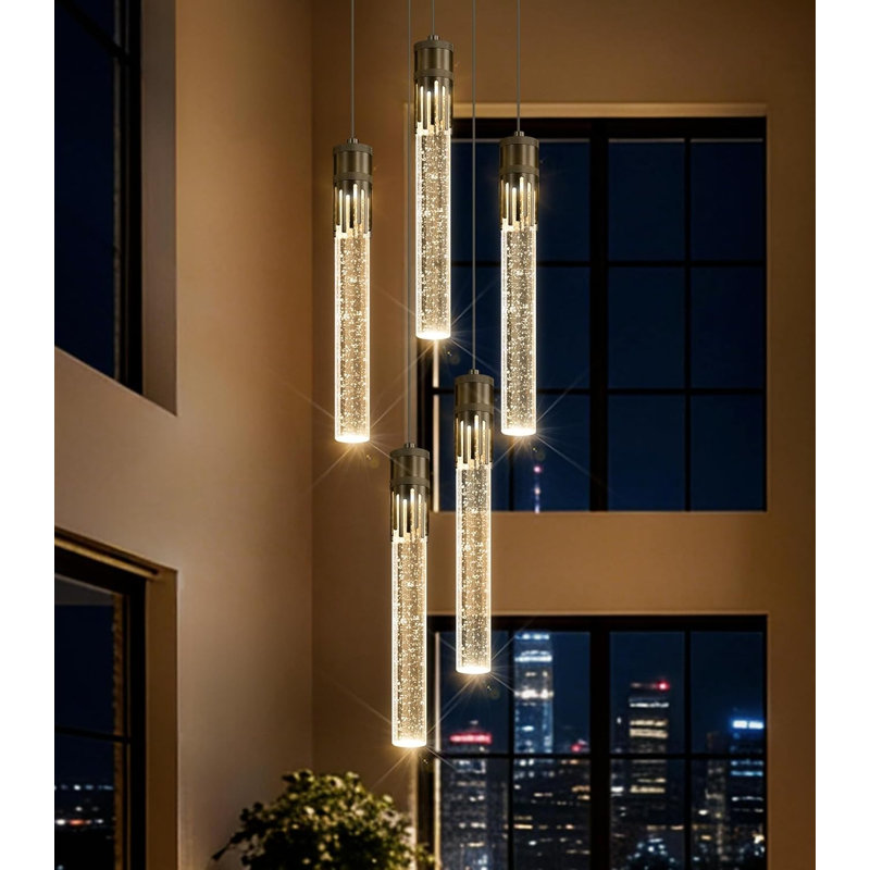 Lustre moderne en cristal pour salle à manger, Noir mat