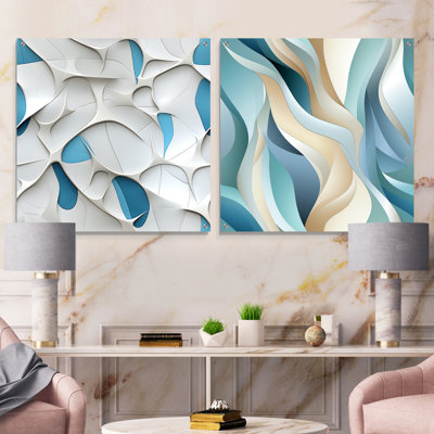 Cleaster Serene Structures I - Abstract Geometric Acrylic Wall Art Glass Set Of 2