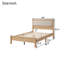 Cadre de lit en bois d'hévéa massif avec tête de lit rembourrée, pieds de soutien centraux, tailles Twin-XL / Full / Queen, noyer / naturel / brun, sommier non requis-803014839-803014824