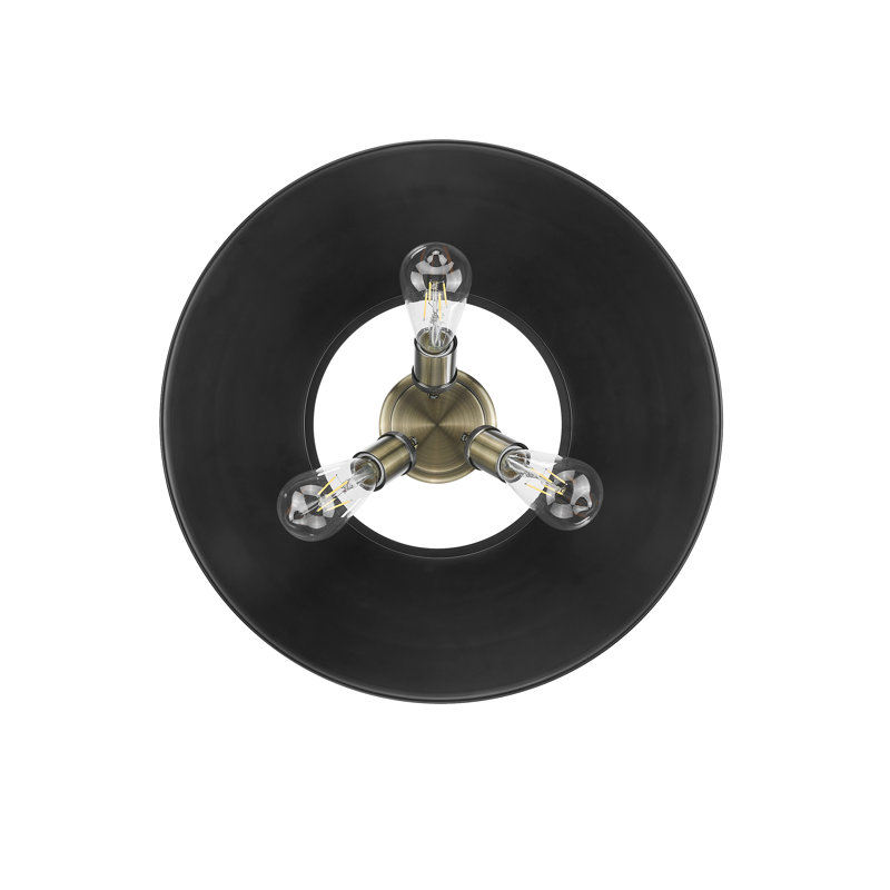Plafonnier encastré 3 lumières Weatherford, Laiton vieilli, Noir mat