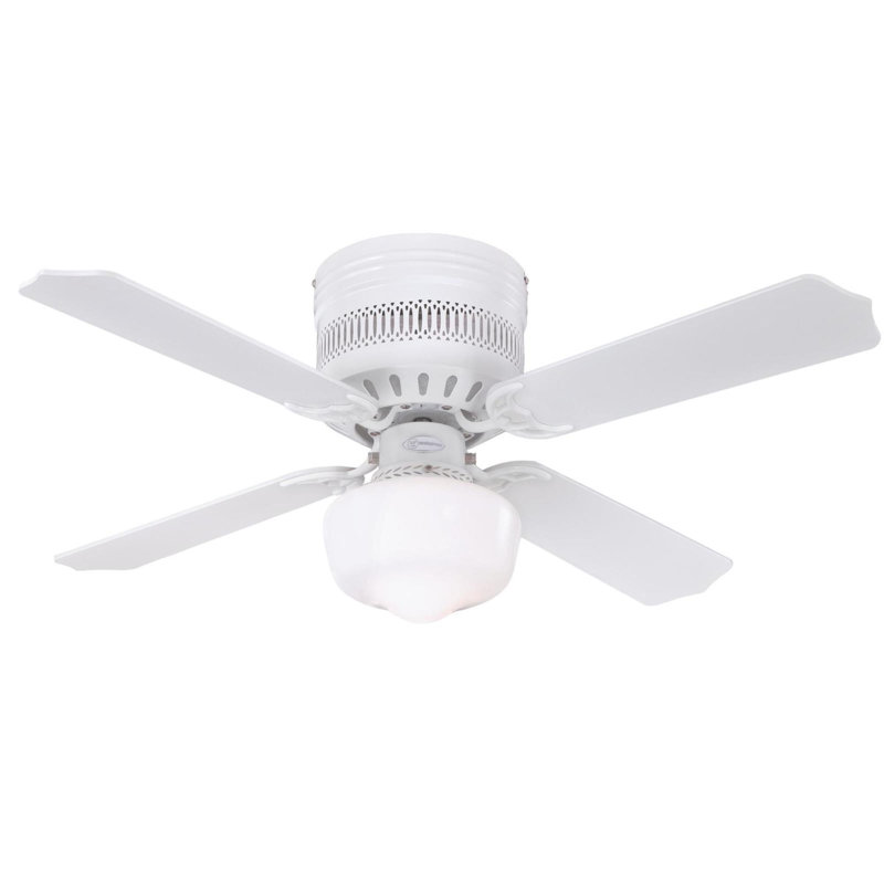 White 42'' Low Profile Ceiling Fan with Light Kit