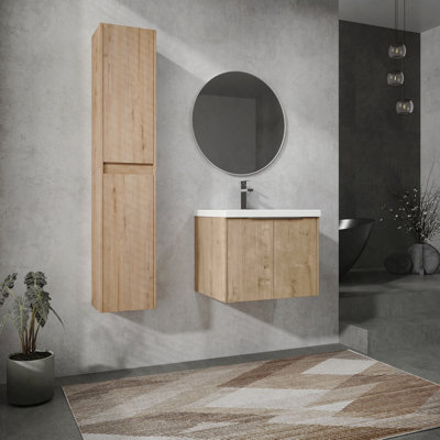 24" Wall-Mounted Bathroom Vanity With Sink And Side Cabinet, Soft Close Doors,00112imo X 2-00624imo Combination Cabinet(Kd-Packing)