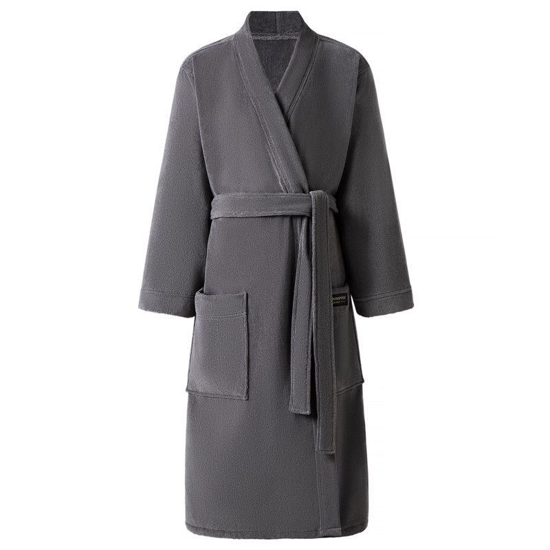 100% Cotton Terry Bathrobe（Dark grey）, Charcoal Gray