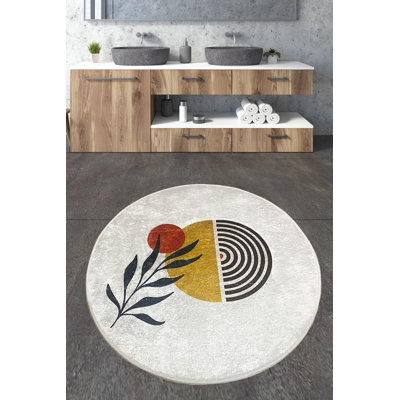 High-Quality Bathmat, 39.4 x 39.4 inches, 100% Polyester, 700 g/m² | Pile Height: 0.4 inches, Non-Slip Dot Underside | Digital Print Design, Machine Washable, Perfect for Stylish Bathrooms & Safety