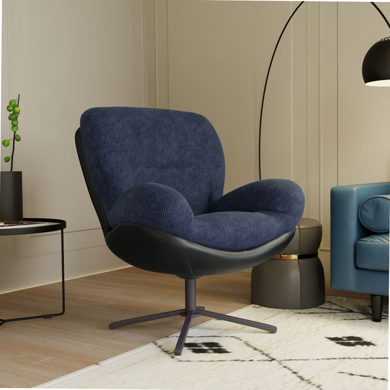 Chaise de bureau pivotante polyvalente avec matériaux de qualité supérieure et conception ergonomique, Noir / bleu marine