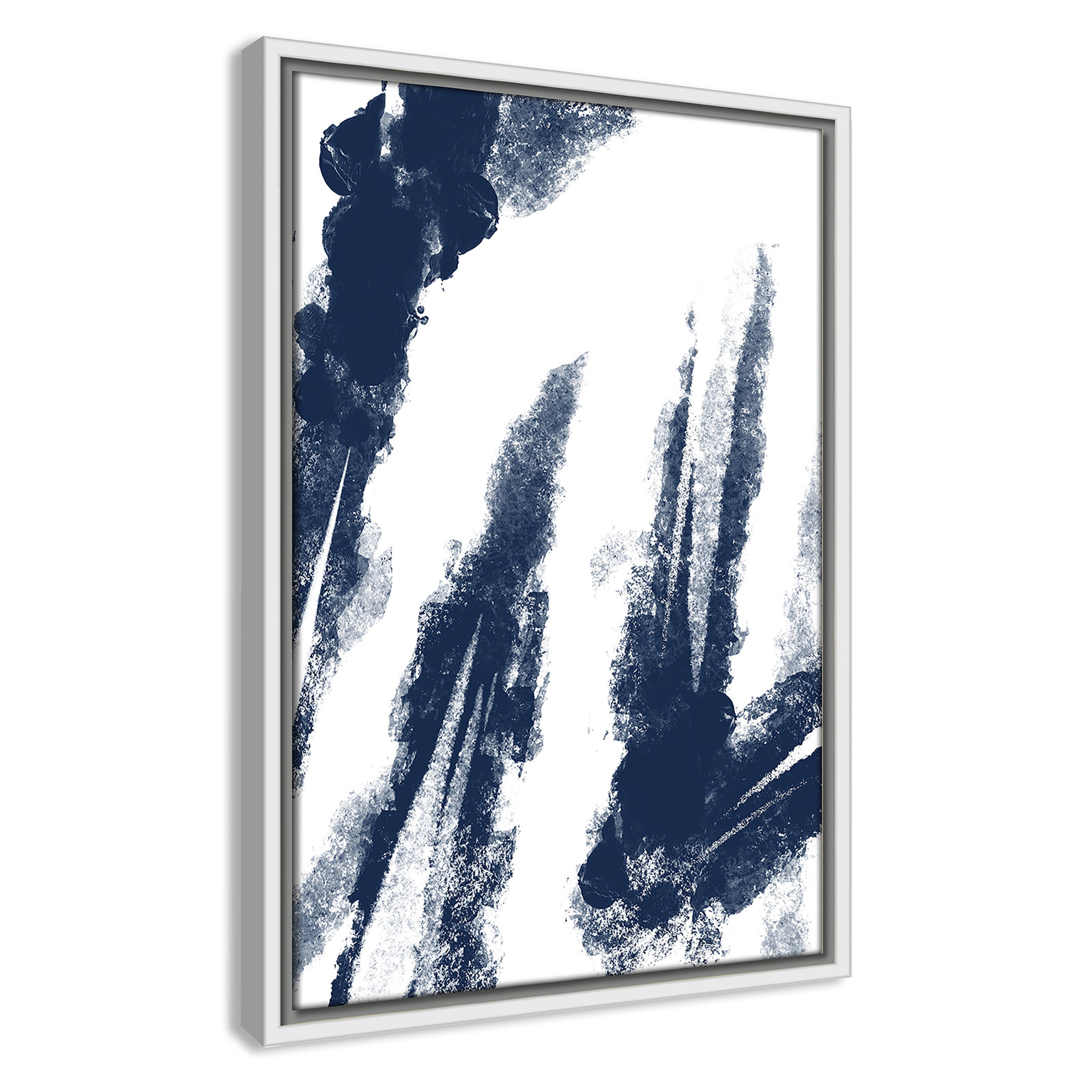 Ferne "Navy Striking Seams 2" Print, 19.5" H x 13.5" W x 2" D, White Framed Canvas