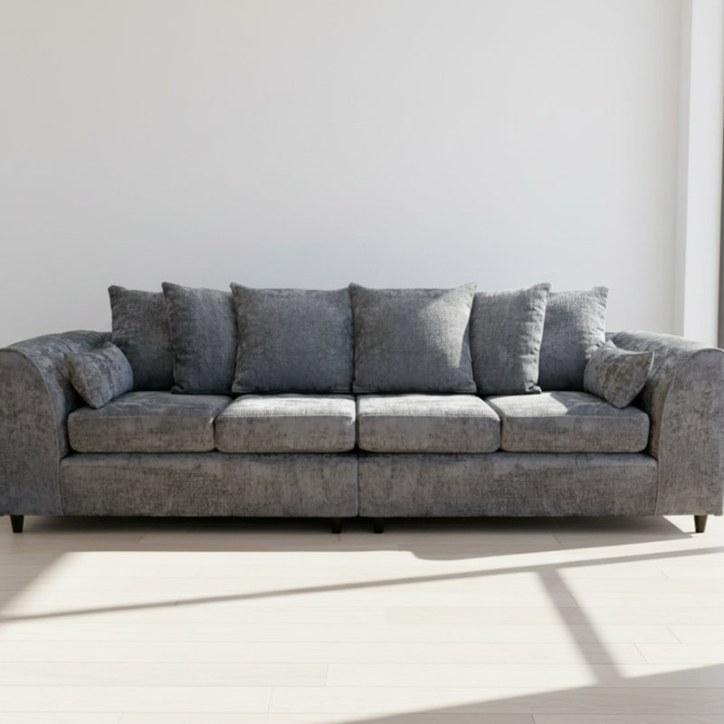 4 Seater Chenille Sofa, Grey
