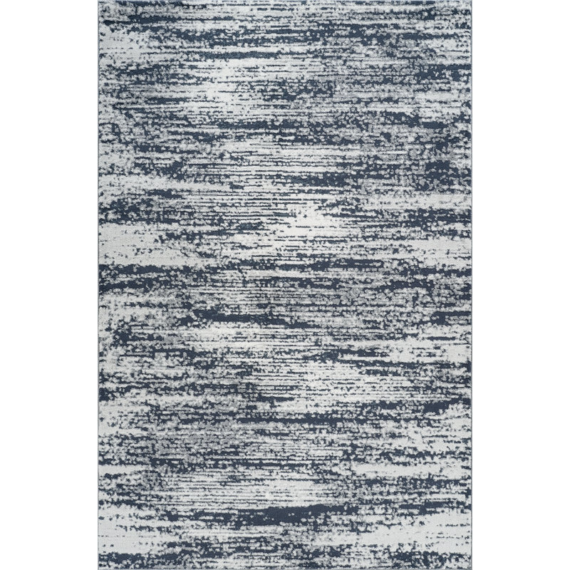 Adney Blue & Gray Abstract High-Low Modern Rug, Blue/Gray, 10'0" x 14'0"