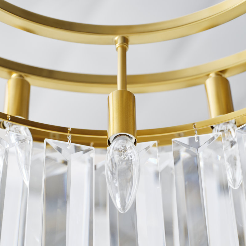 Arden Chandelier, Burnished Brass, 18.75" H x 32.88" W x 32.88" D