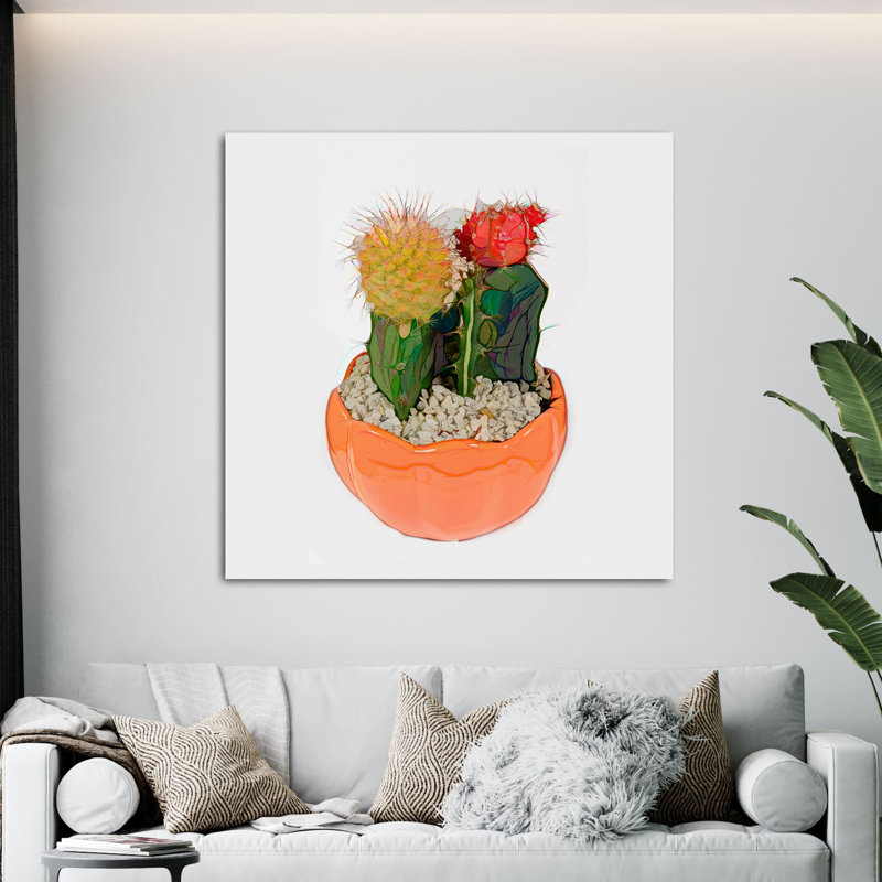 Watercolor Cactus 524 - Impression sur toile tendue, H 8 po x l 8 po x P 1,5 po