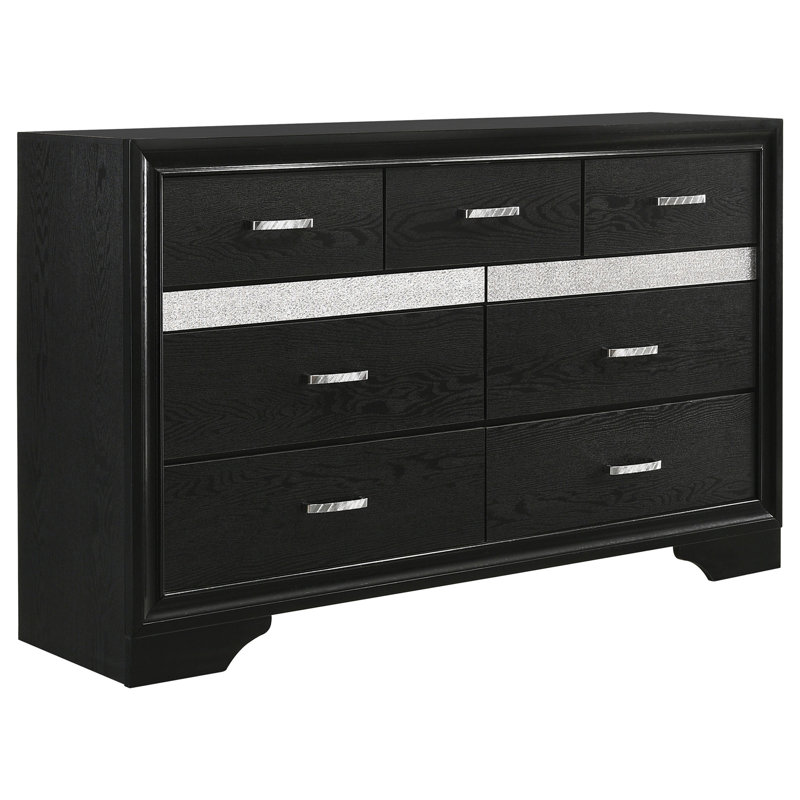 Commode 9 tiroirs Annie noire, Noir