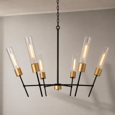 6-Light 43.7'' Dimmable Sputnik Modern Chandelier