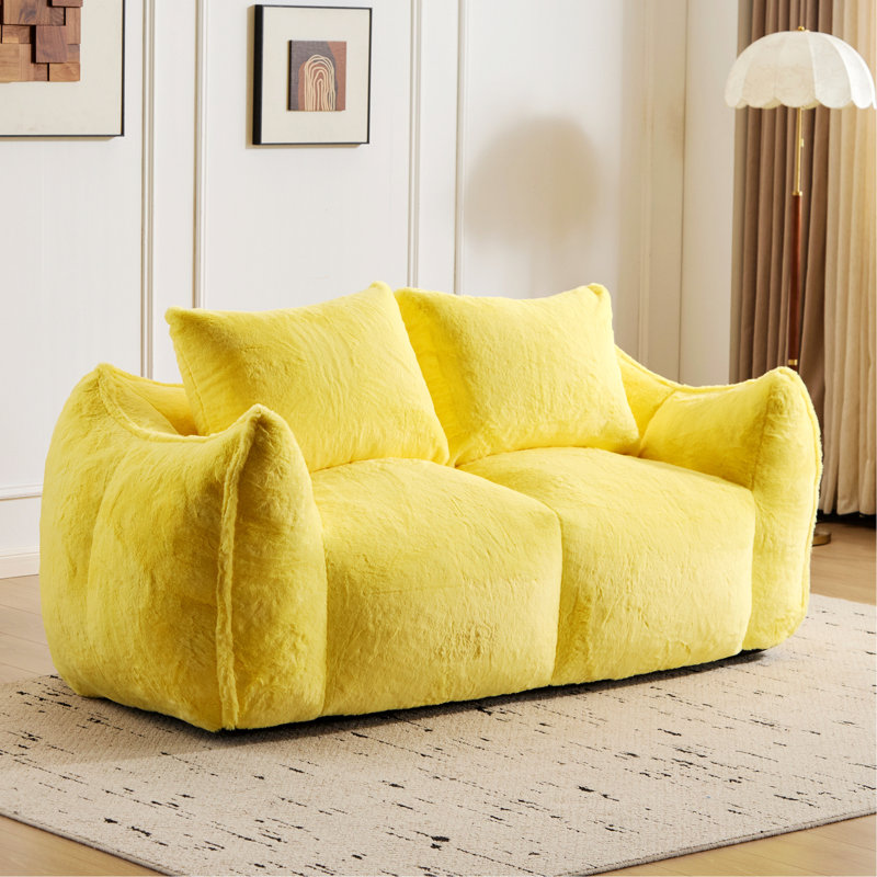 Fauteuil à billes, canapé-lit pour salon, chambre à coucher, Similifourrure jaune