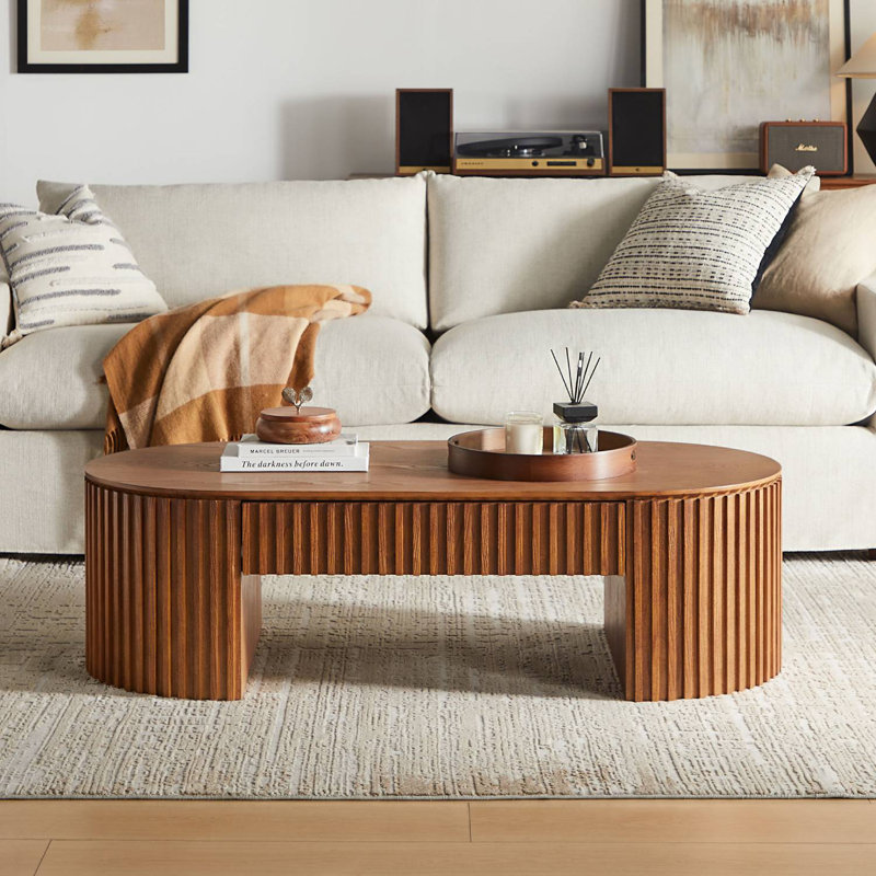Table basse en MDF avec tiroir, Noyer