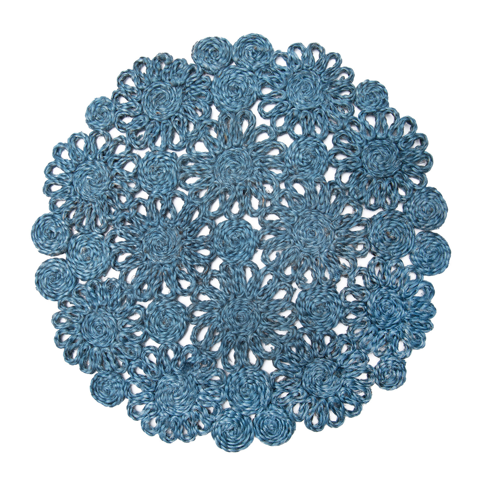 Bladwell Jute Round Placemat, Blue Jean