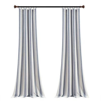 Stripe Yarn Dyed Cotton Window Curtain Panel Pair, 42" W X 84" L, Navy - Classic Modern Rustic Charm - Eco Friendly Cotton Fabric(2 Count Pack Of 1)