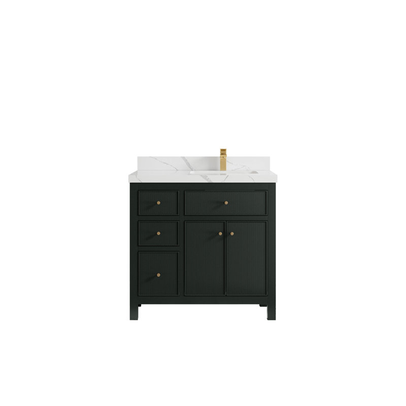 Ensemble de meuble-lavabo simple 36 po Sonoma, Forêt foncée, Calacatta Laza