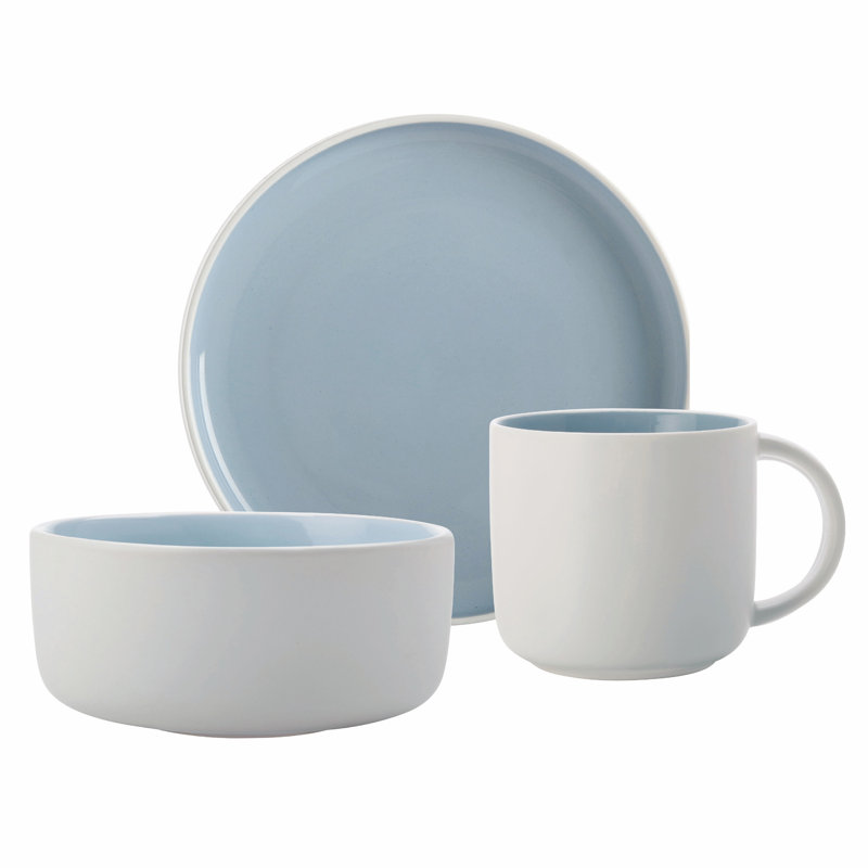 Piece Porcelain China Dinnerware Set, Light Blue
