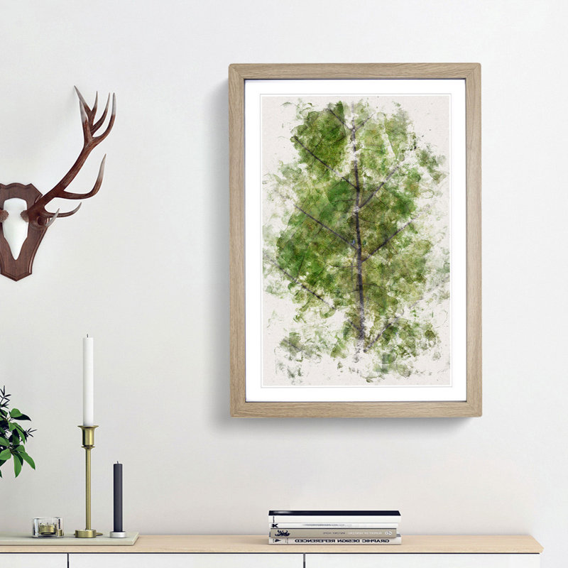 Leaf Lines - Framed Print, 87cm H x 62cm W x 2cm D, Oak Framed