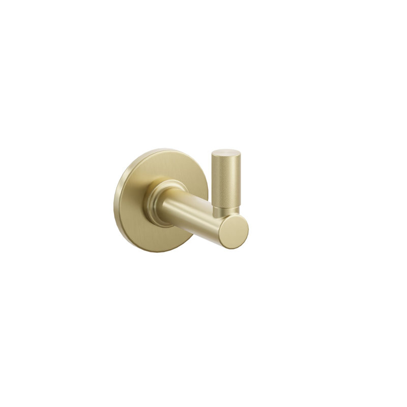 Crochet simple Emtek Select avec rosette à petit disque, tige ronde et pointe moletée, Satin Brass