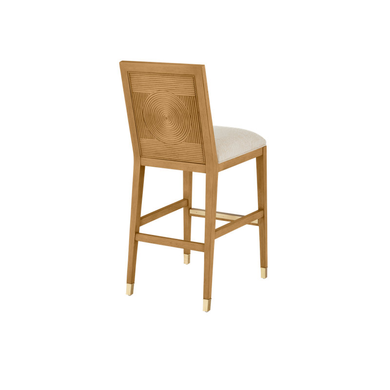 Santos Bar Stool, Barrett Dusk, Bar Stool (30" Seat Height), Beige/Sea Sand/Satin Brass