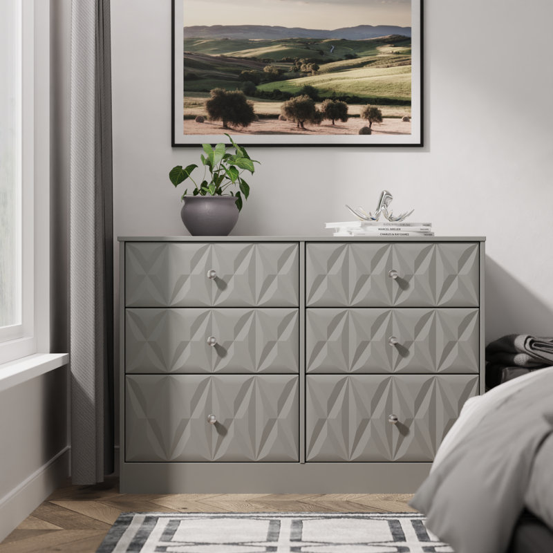 115cm W 6 - Drawer Chest of Drawers, Grey