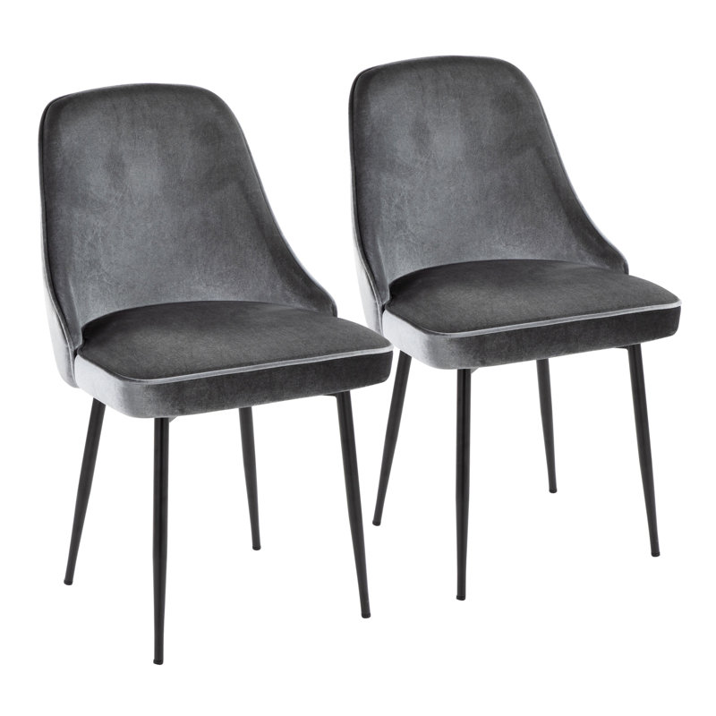 Chaise de salle à manger Marcel avec structure et velours Marcel par Lumisource - ensemble de 2, Gris foncé