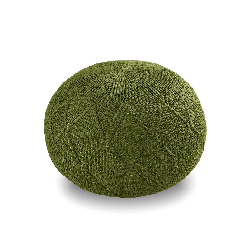 Almanda Upholstered Pouf, Dark Green Polypropylene/Olefin