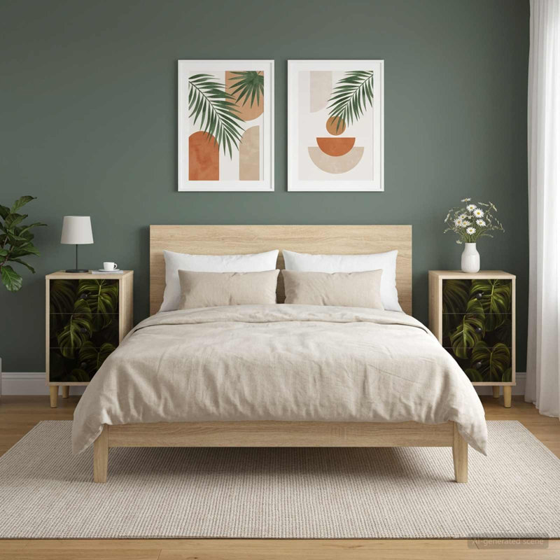 36cm W Engineered Wood Bedside Table, 2