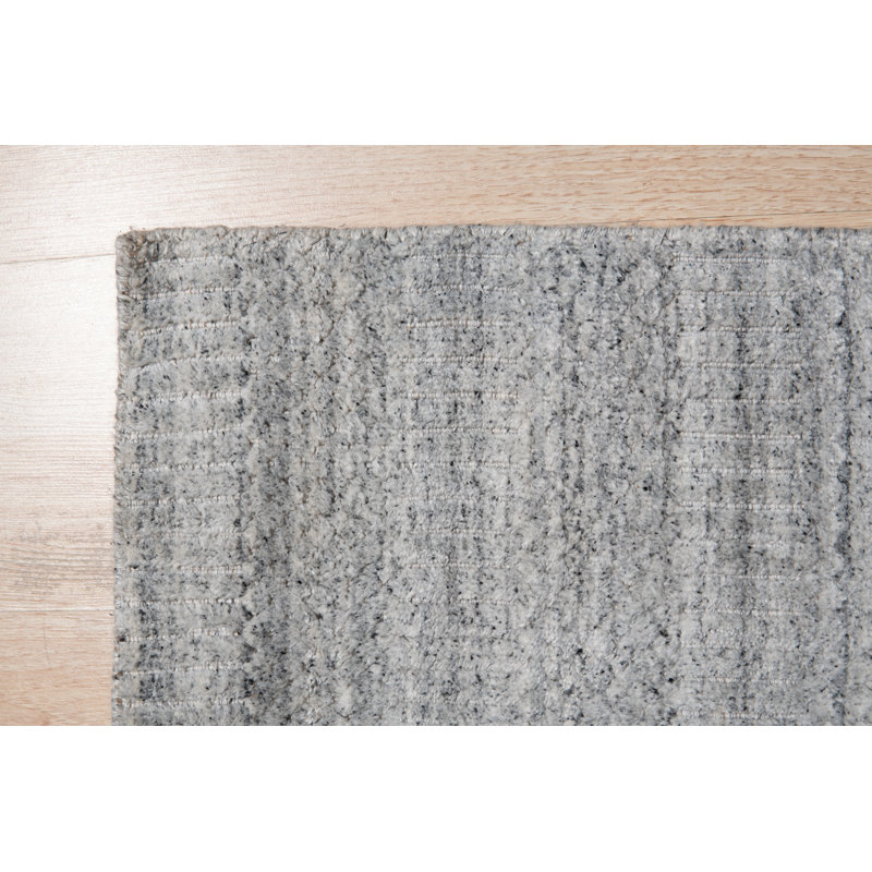Valcour Silver Handmade Wool Contemporary Transitional Area Rug, Rectangle 9' x 12'