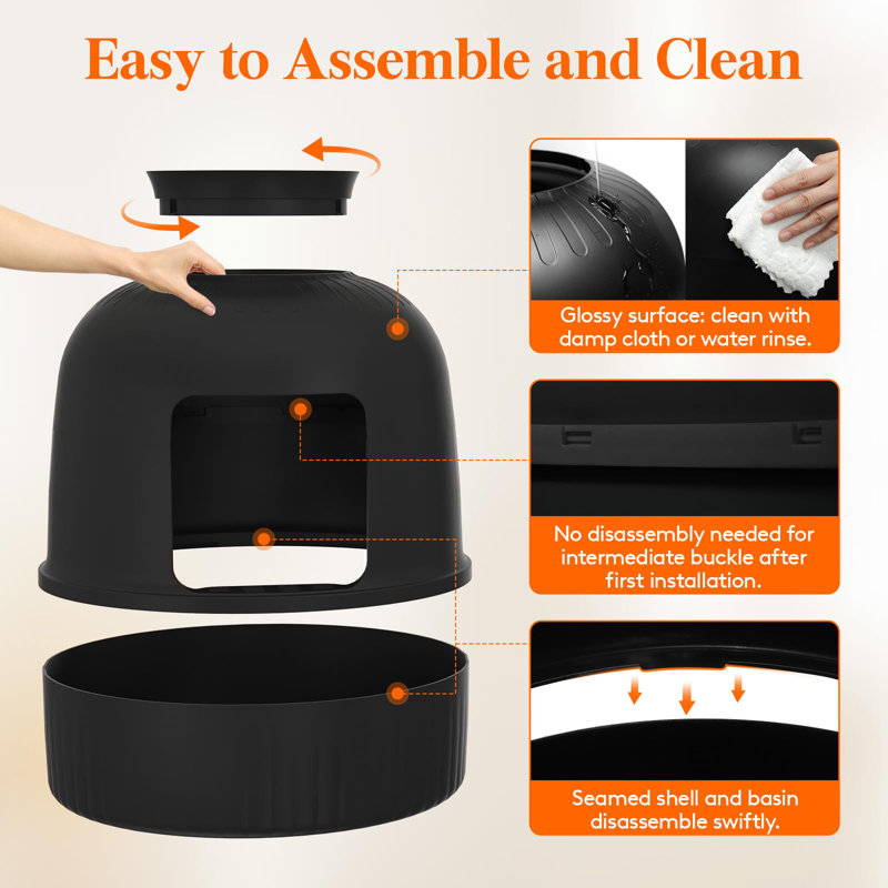 Polypropylene Litter Box Enclosure, Black