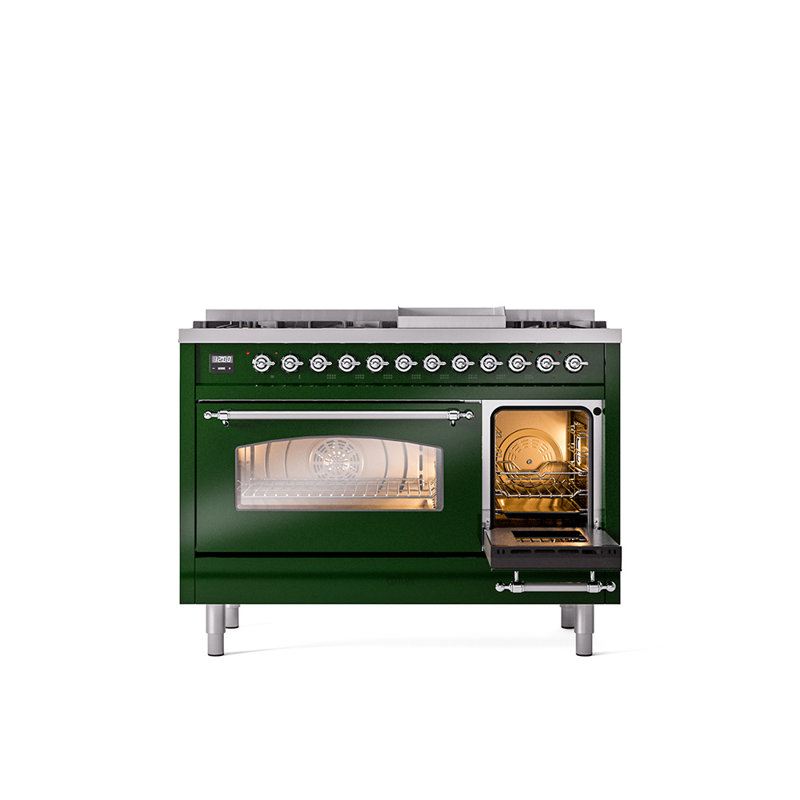 ILVE Nostalgie II 48 Dual Fuel Range , Emerald Green/Chrome, Liquid Propane
