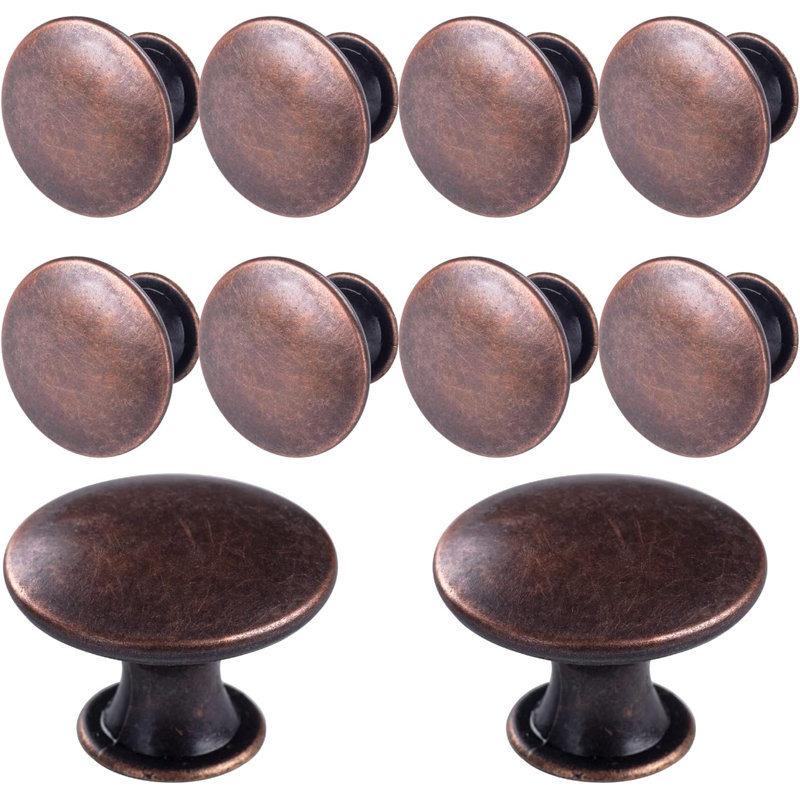 Paquet de 10 boutons d'armoire - Poignées de tiroir rondes en alliage d'aluminium avec vis pour quincaillerie de porte de salle de bain