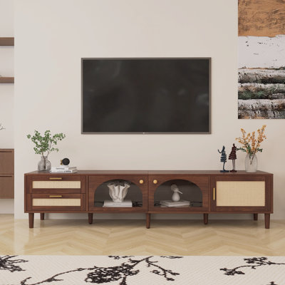 Mid-Century Modern 86" Width Entertainment Center, TV Stand For Tvs Up To 90", with App Controlled LED Lights