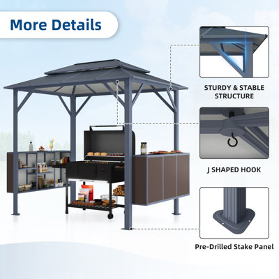8 Ft. W X 6 Ft. D All-Weather Grill Gazebo – Durable Aluminum Design for Outdoor Cooking & Entertaining