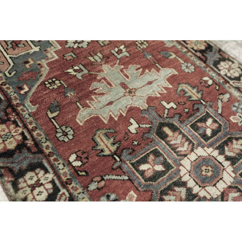 Hand-Knotted High-Quality Red and Blue Runner