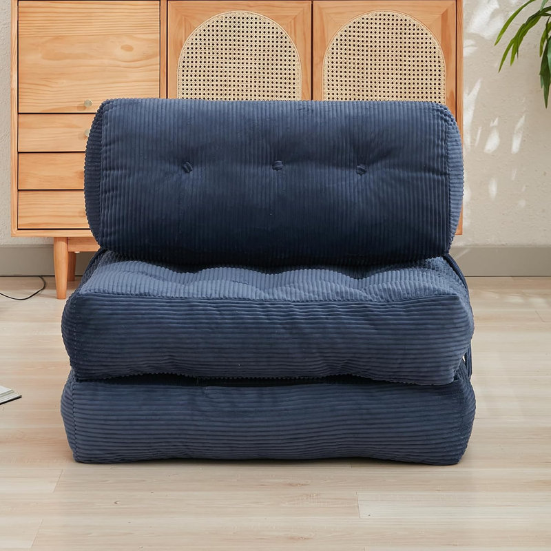  Canapé-lit Corduroy, Bleu