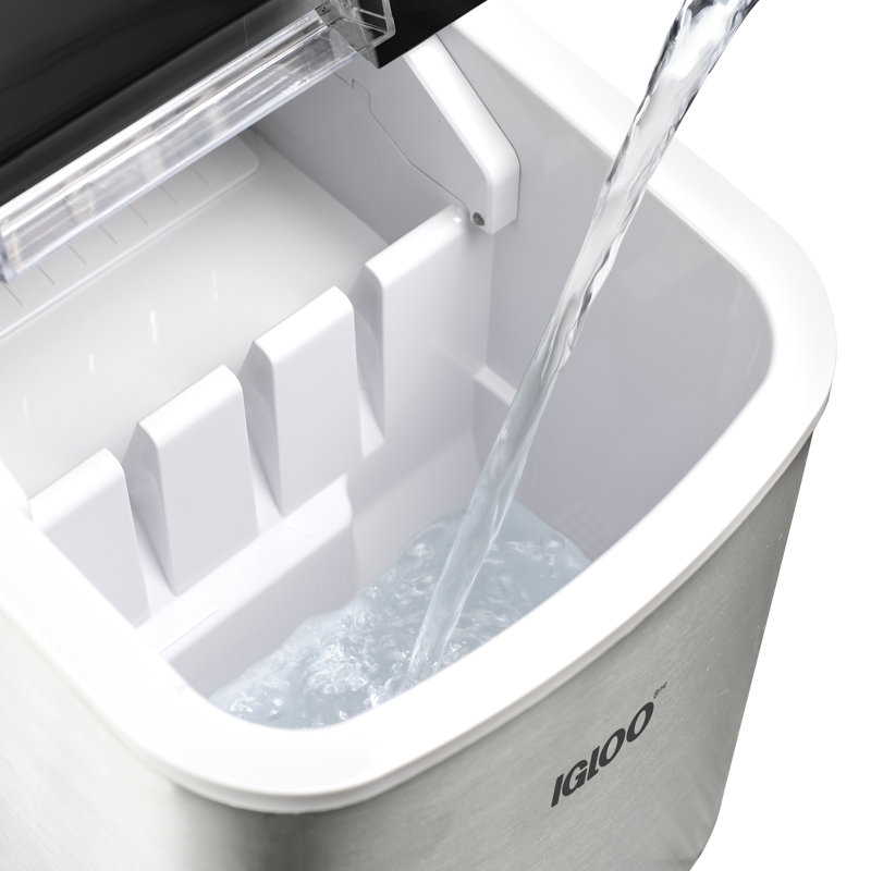 Igloo 26 Lb. Daily Production Bullet Ice Portable Ice Maker, Stainless Steel/Black