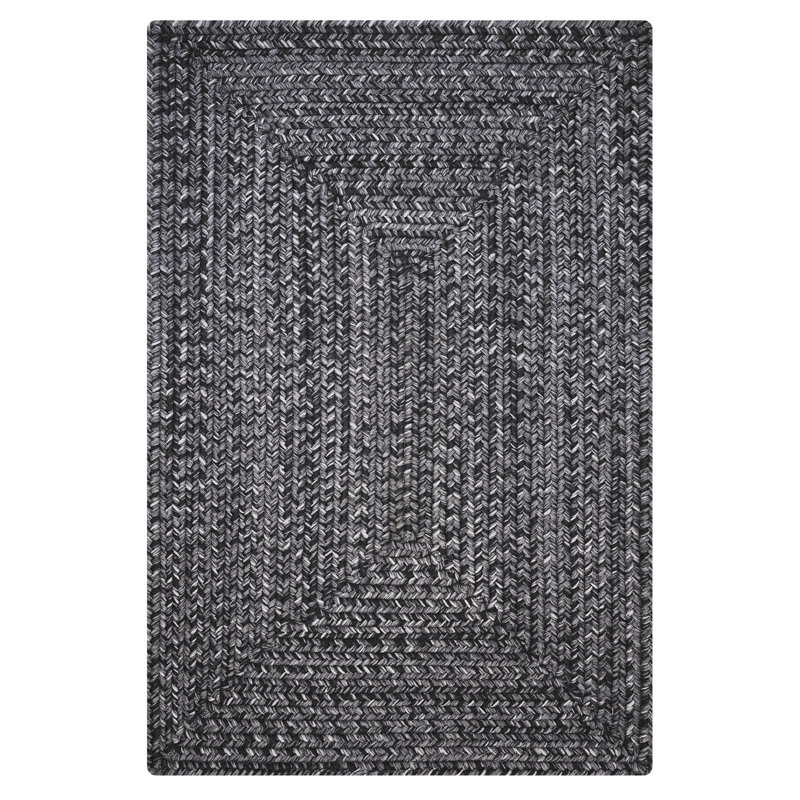  Braided Rug / Washable Indoor/Outdoor Black Rug, Rectangle 2'3" x 3' 9'