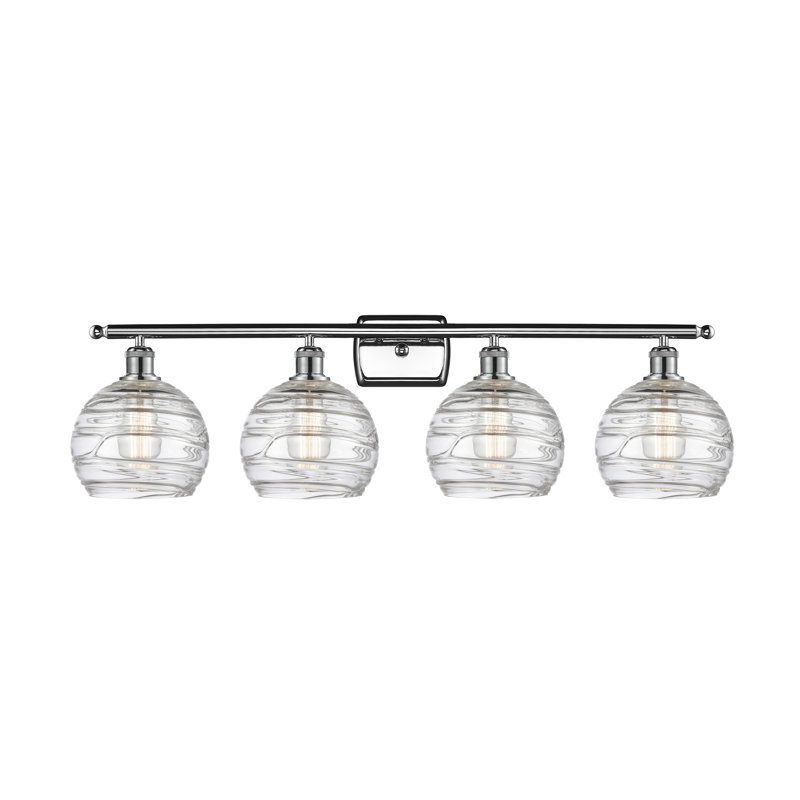 Halvorson 4 - Light Dimmable Vanity Light, Clear, 6 Watt Vinage LED Bulb, Polished Chrome