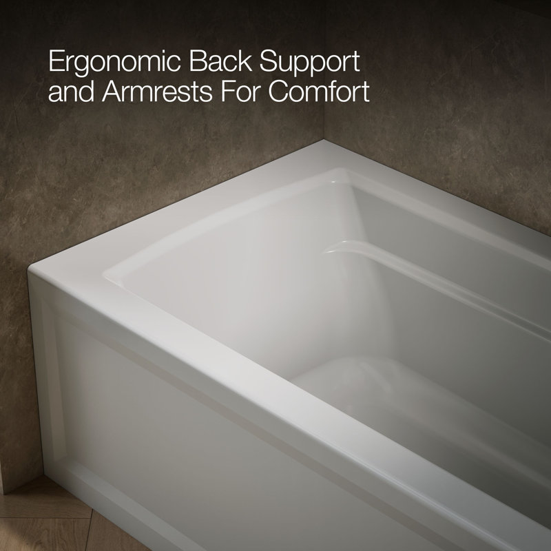 Archer 66" x 32" Soaking Bathtub, Ice Grey, Right