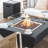 Jaymie 34" Outdoor Concrete Fire Table 50,000 BTU - Includes Lava Rocks & PVC Cover-63059655-63059653