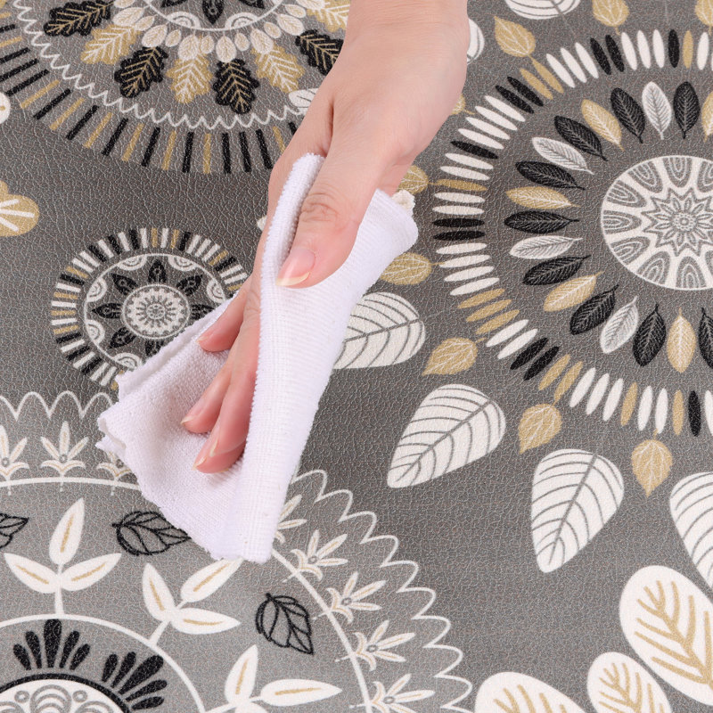Jalissia Anti-Fatigue Non-Skid Kitchen Mat, Gray/Beige/Black/Tan, Runner 20" x 31.5" + 20" x 59"