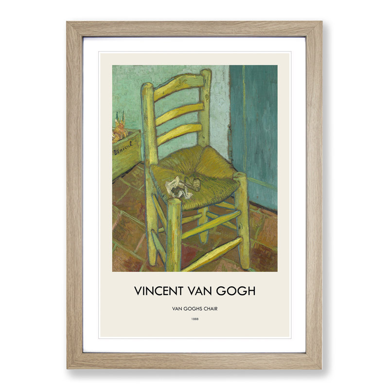 Vincents Chair by Vincent Van Gogh - Picture Frame Art Prints, Oak, 48cm H x 36cm W x 2cm D