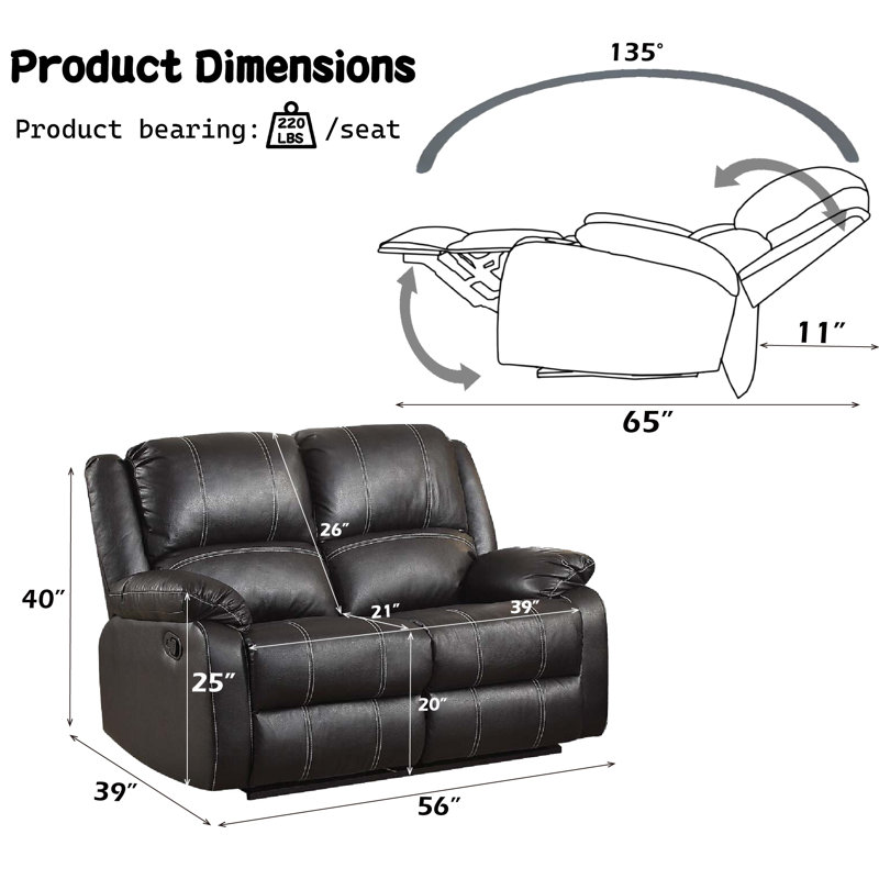 Zuriel Upholstered Motion Loveseat, Black