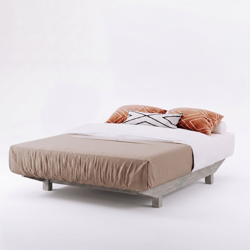 Cadre de lit Ellyson, Très grand simple, Bois gris